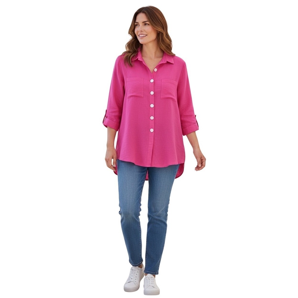John‎ Mark Womens 3X Pink Button Front Top Essentials Collection Plus Size NWT